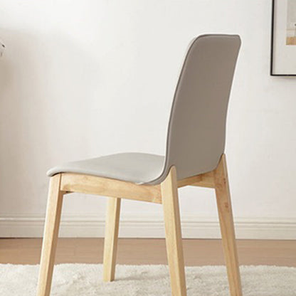 Modern Minimalist Microfiber Leather Rubberwood Square Dining Chair Backrest For Dining Room