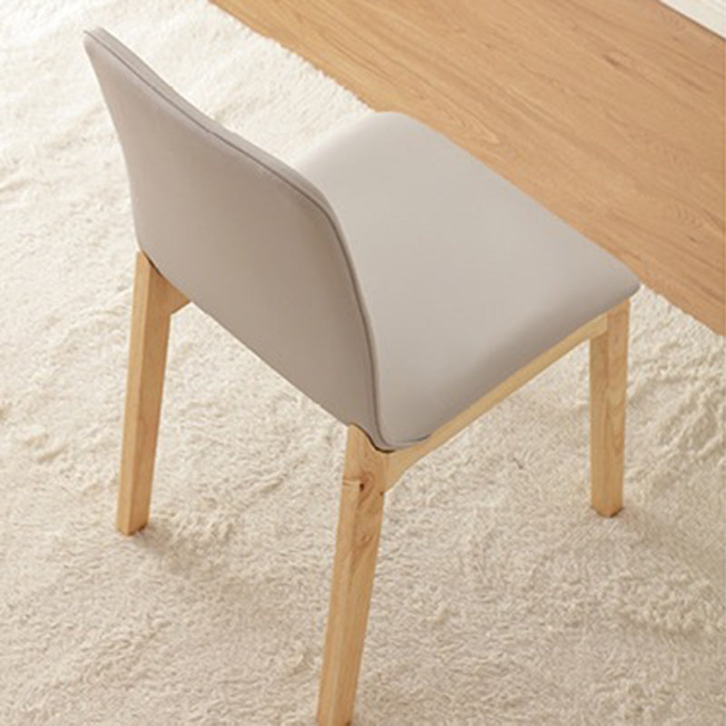 Modern Minimalist Microfiber Leather Rubberwood Square Dining Chair Backrest For Dining Room