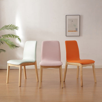 Modern Minimalist Microfiber Leather Rubberwood Square Dining Chair Backrest For Dining Room