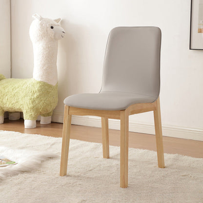Modern Minimalist Microfiber Leather Rubberwood Square Dining Chair Backrest For Dining Room