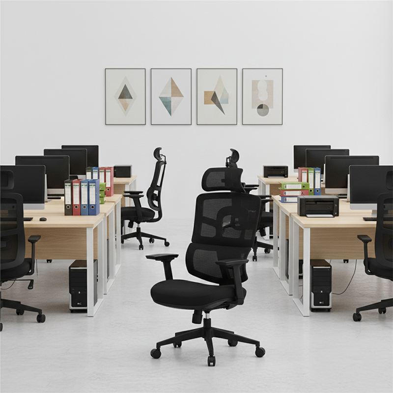 Modern Minimalist Durable High Back Desk Chair - Adjustable Headrest & Lumbar Support Office Chair For Home Office