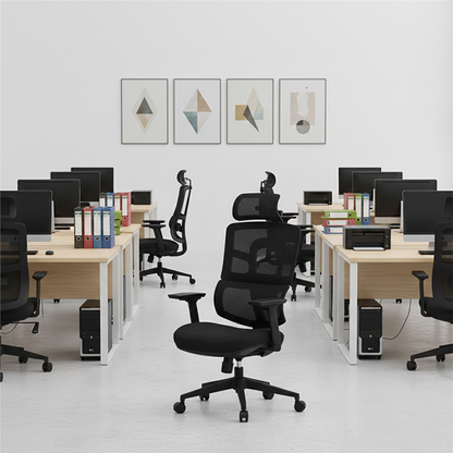 Modern Minimalist Durable High Back Desk Chair - Adjustable Headrest & Lumbar Support Office Chair For Home Office