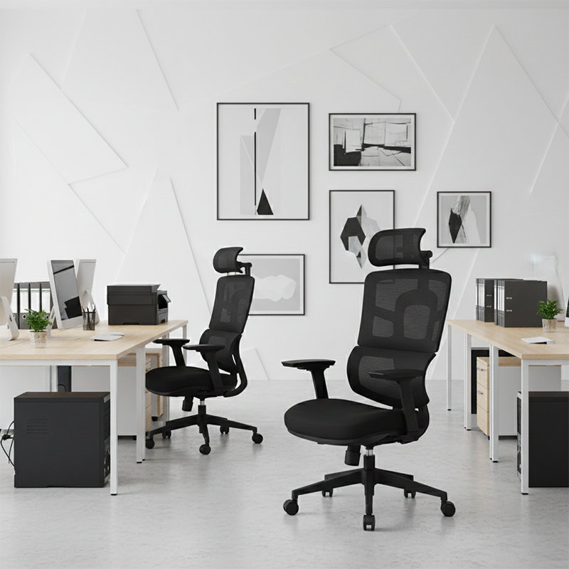 Modern Minimalist Durable High Back Desk Chair - Adjustable Headrest & Lumbar Support Office Chair For Home Office