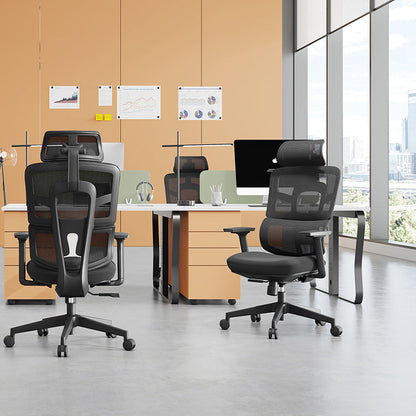 Modern Minimalist Durable High Back Desk Chair - Adjustable Headrest & Lumbar Support Office Chair For Home Office