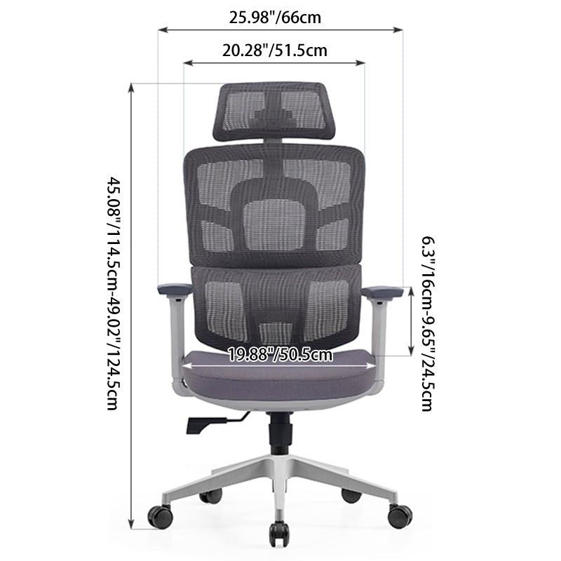 Modern Grey High Back Ergonomic Mesh Executive Office Chair - 3D Armrests Adjustable Headrest Desk Chair For Home Office