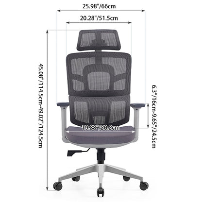 Modern Grey High Back Ergonomic Mesh Executive Office Chair - 3D Armrests Adjustable Headrest Desk Chair For Home Office