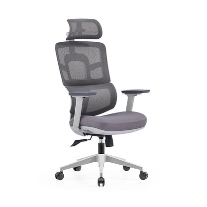 Modern Grey High Back Ergonomic Mesh Executive Office Chair - 3D Armrests Adjustable Headrest Desk Chair For Home Office