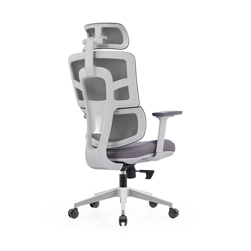 Modern Grey High Back Ergonomic Mesh Executive Office Chair - 3D Armrests Adjustable Headrest Desk Chair For Home Office