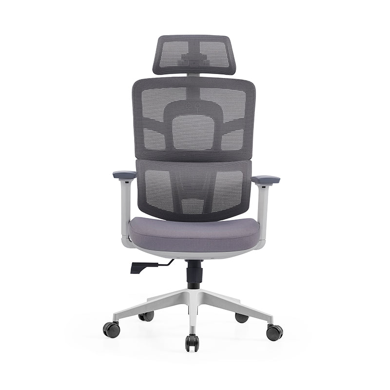 Modern Grey High Back Ergonomic Mesh Executive Office Chair - 3D Armrests Adjustable Headrest Desk Chair For Home Office