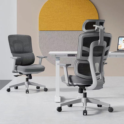 Modern Grey High Back Ergonomic Mesh Executive Office Chair - 3D Armrests Adjustable Headrest Desk Chair For Home Office