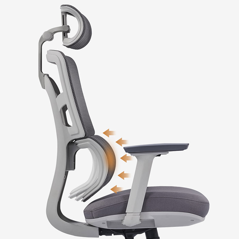 Modern Grey High Back Ergonomic Mesh Executive Office Chair - 3D Armrests Adjustable Headrest Desk Chair For Home Office