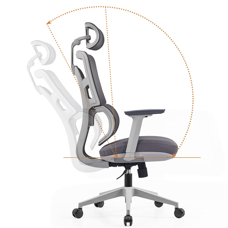Modern Grey High Back Ergonomic Mesh Executive Office Chair - 3D Armrests Adjustable Headrest Desk Chair For Home Office