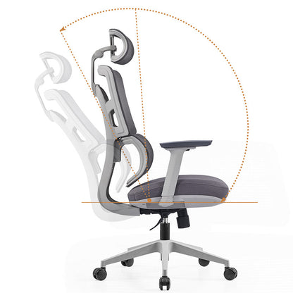 Modern Grey High Back Ergonomic Mesh Executive Office Chair - 3D Armrests Adjustable Headrest Desk Chair For Home Office