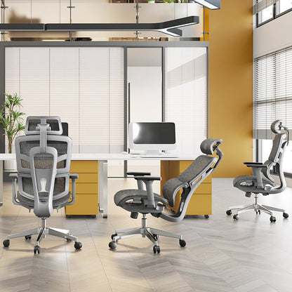 Modern Ergonomic High Back Mesh Grey Executive Office Chair - Adjustable 3D Armrests Lumbar Support Swivel Desk Chair For Home Office