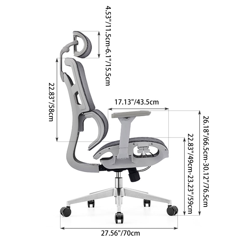 Modern Ergonomic High Back Mesh Grey Executive Office Chair - Adjustable 3D Armrests Lumbar Support Swivel Desk Chair For Home Office