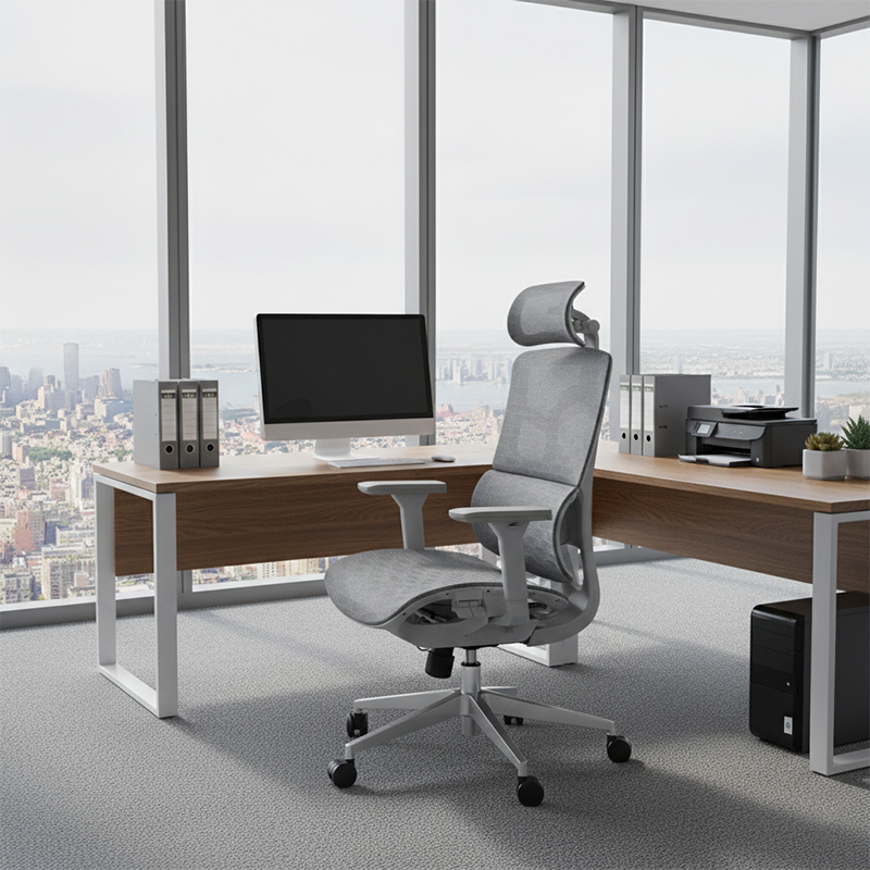 Modern Ergonomic High Back Mesh Grey Executive Office Chair - Adjustable 3D Armrests Lumbar Support Swivel Desk Chair For Home Office