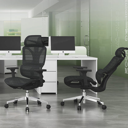 Modern Minimalist High Back Executive Breathable Mesh Ergonomic Office Chair - Adjustable Headrest Lumbar Support Desk Chair For Home Office