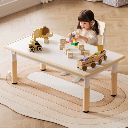 Modern Minimalist Particle Board PP Cylindrical Square Kids Study Table With Adjustable Height For Living Room