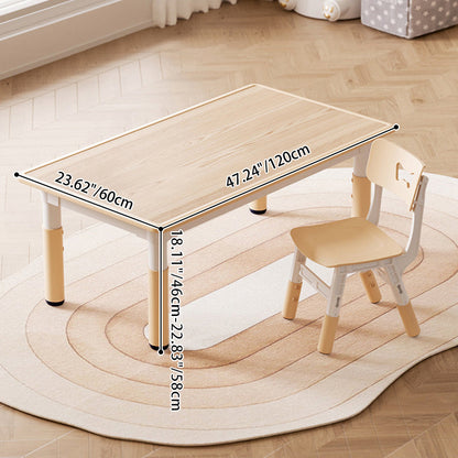 Modern Minimalist Particle Board PP Cylindrical Square Kids Study Table With Adjustable Height For Living Room