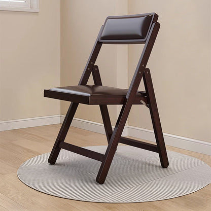 Traditional Chinese Bamboo Faux Leather Foldable Square Study Chair Backrest Accent Chair For Living Room