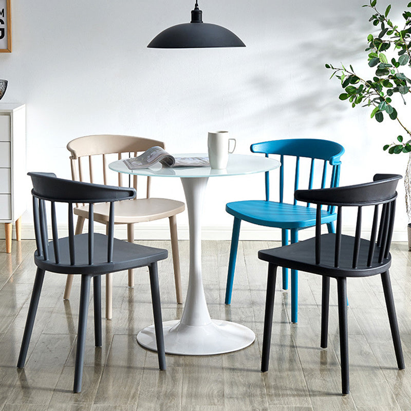 Modern Mid-Century Curved Plastic Dining Chair Open Back For Dining Room