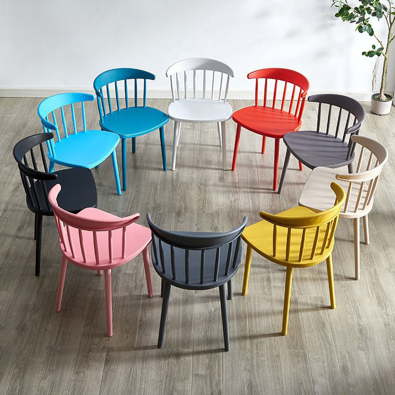 Modern Mid-Century Curved Plastic Dining Chair Open Back For Dining Room