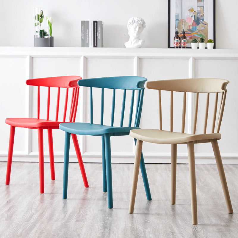 Modern Mid-Century Curved Plastic Dining Chair Open Back For Dining Room