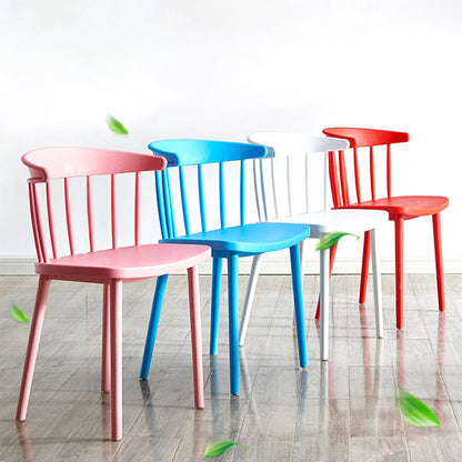 Modern Mid-Century Curved Plastic Dining Chair Open Back For Dining Room