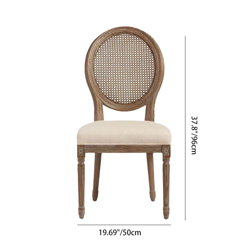 Modern Shabby Chic Distressed White-Painted Ash Wood Polyester Fabric Dining Chair Backrest For Living Room
