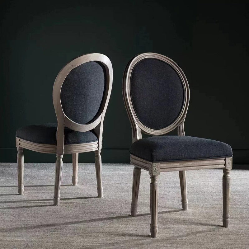 Modern Shabby Chic Distressed White-Painted Ash Wood Polyester Fabric Dining Chair Backrest For Living Room