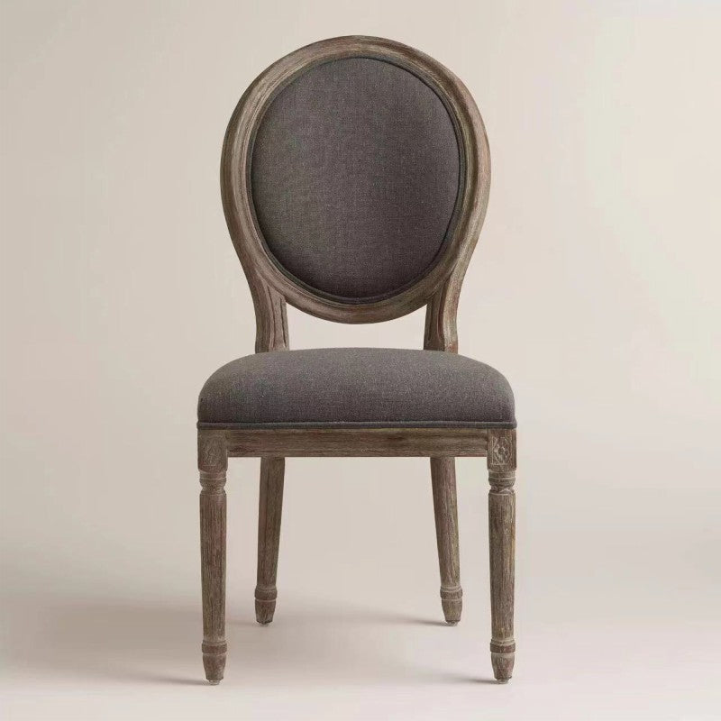 Modern Shabby Chic Distressed White-Painted Ash Wood Polyester Fabric Dining Chair Backrest For Living Room