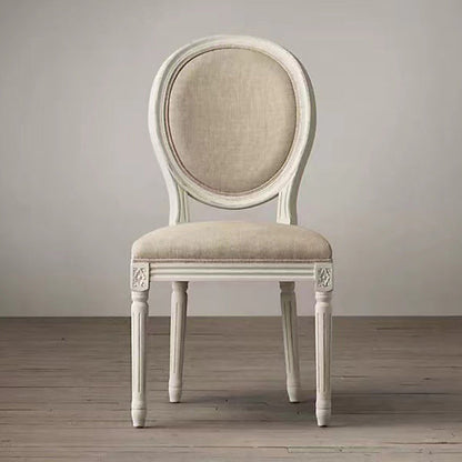 Modern Shabby Chic Distressed White-Painted Ash Wood Polyester Fabric Dining Chair Backrest For Living Room