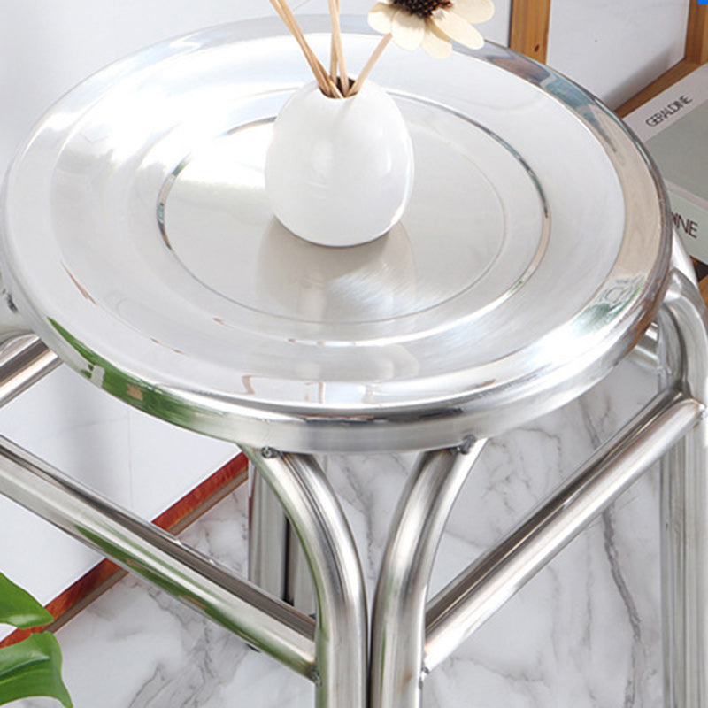 Modern Minimalist Round Stainless Steel Stackable Dining Chair Backless For Dining Room