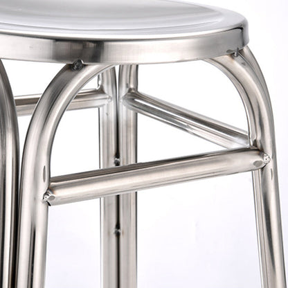 Modern Minimalist Round Stainless Steel Stackable Dining Chair Backless For Dining Room