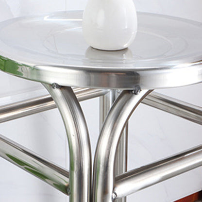 Modern Minimalist Round Stainless Steel Stackable Dining Chair Backless For Dining Room