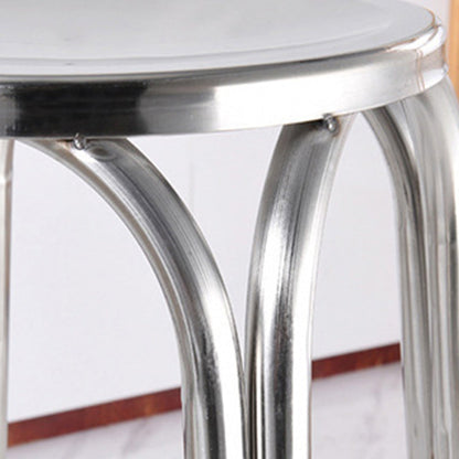 Modern Minimalist Round Stainless Steel Stackable Dining Chair Backless For Dining Room