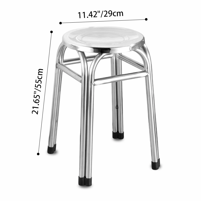 Modern Minimalist Round Stainless Steel Stackable Dining Chair Backless For Dining Room