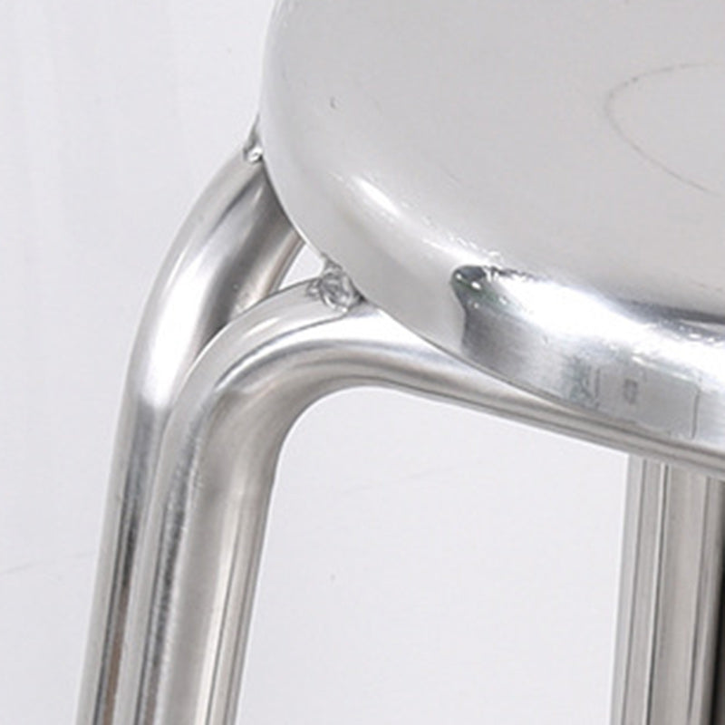 Modern Minimalist Round Stainless Steel Stackable Dining Chair Backless For Dining Room