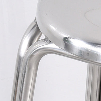 Modern Minimalist Round Stainless Steel Stackable Dining Chair Backless For Dining Room
