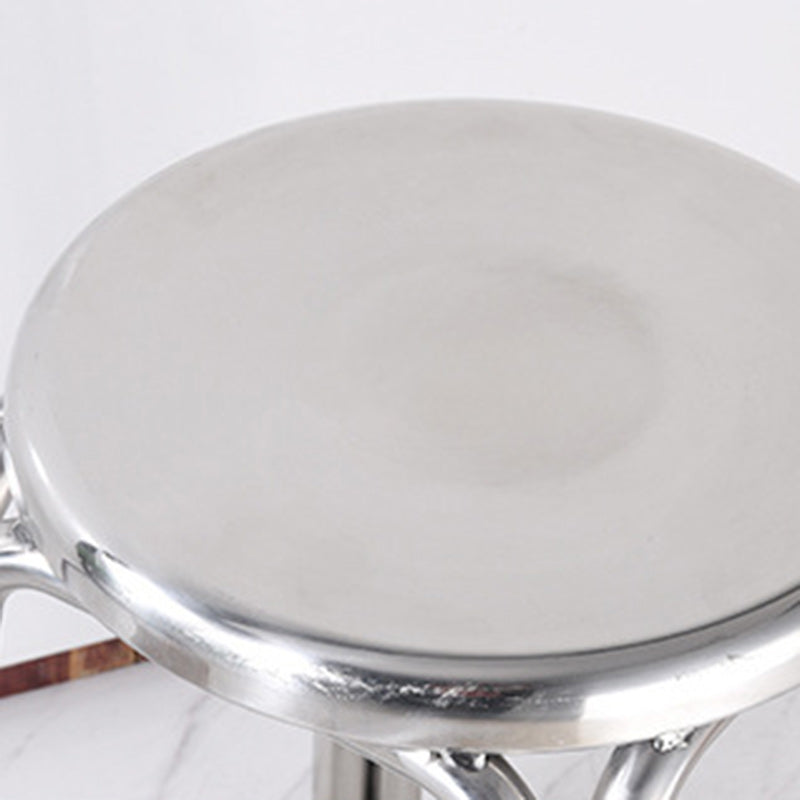 Modern Minimalist Round Stainless Steel Stackable Dining Chair Backless For Dining Room