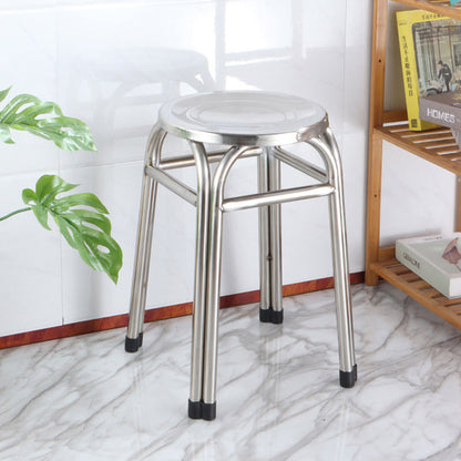 Modern Minimalist Round Stainless Steel Stackable Dining Chair Backless For Dining Room