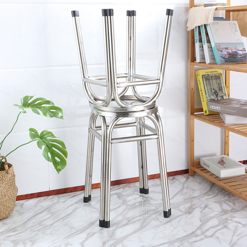 Modern Minimalist Round Stainless Steel Stackable Dining Chair Backless For Dining Room