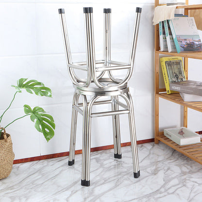 Modern Minimalist Round Stainless Steel Stackable Dining Chair Backless For Dining Room
