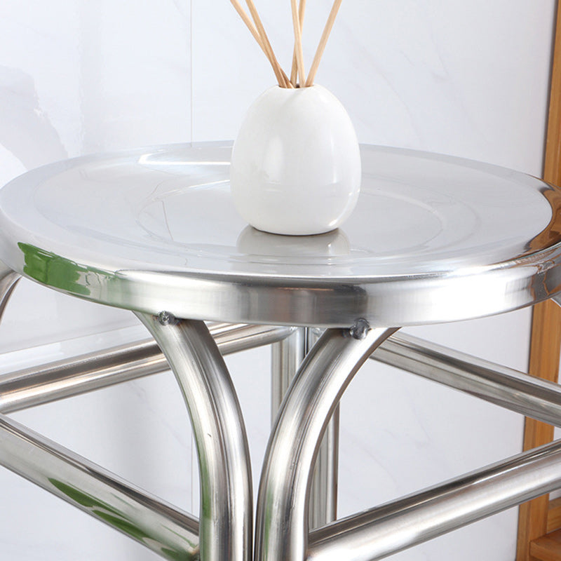 Modern Minimalist Round Stainless Steel Stackable Dining Chair Backless For Dining Room
