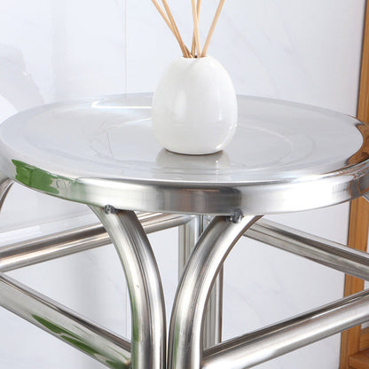 Modern Minimalist Round Stainless Steel Stackable Dining Chair Backless For Dining Room