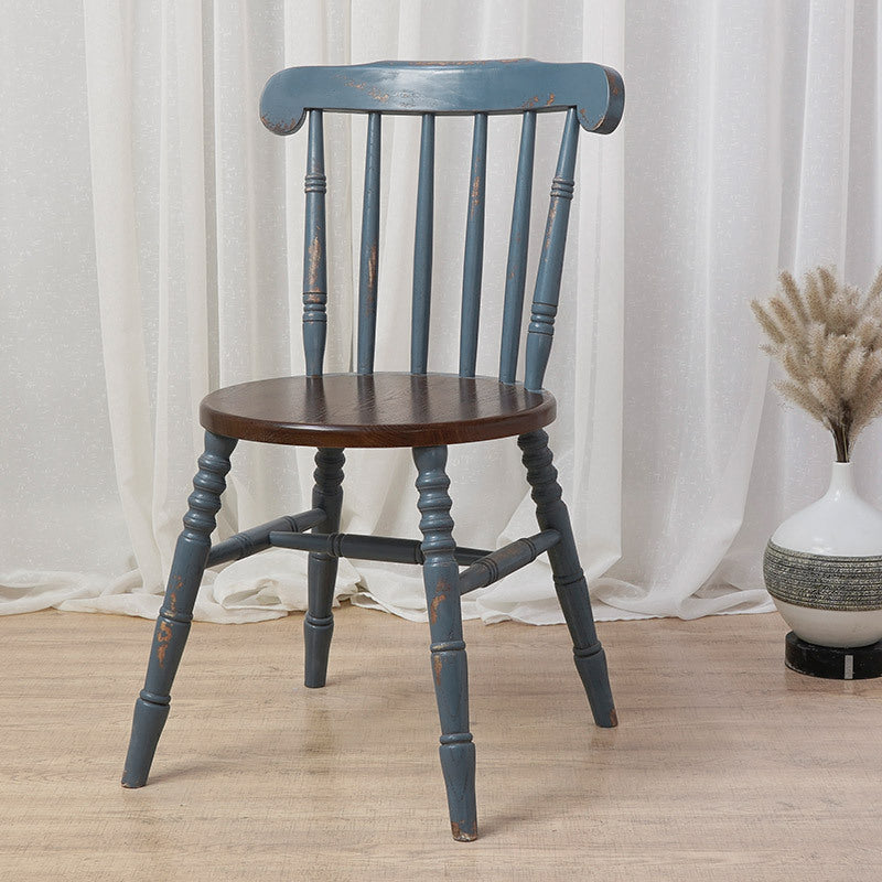 Modern Mid-Century Round Chinese Toon Wood Dining Chair Spindle Back Footrest For Dining Room