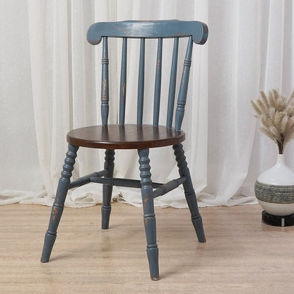Modern Mid-Century Round Chinese Toon Wood Dining Chair Spindle Back Footrest For Dining Room