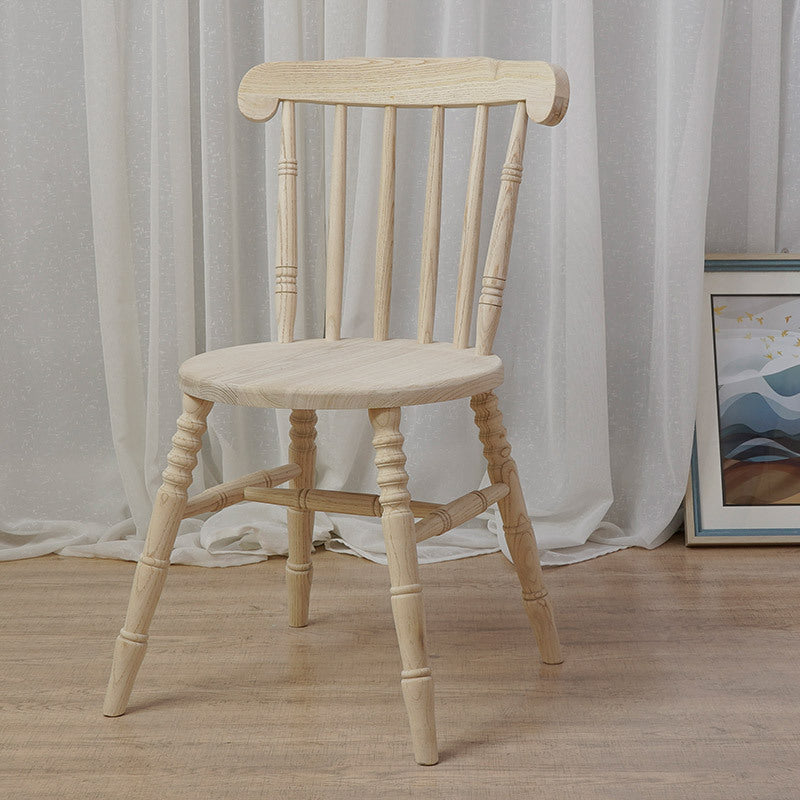 Modern Mid-Century Round Chinese Toon Wood Dining Chair Spindle Back Footrest For Dining Room