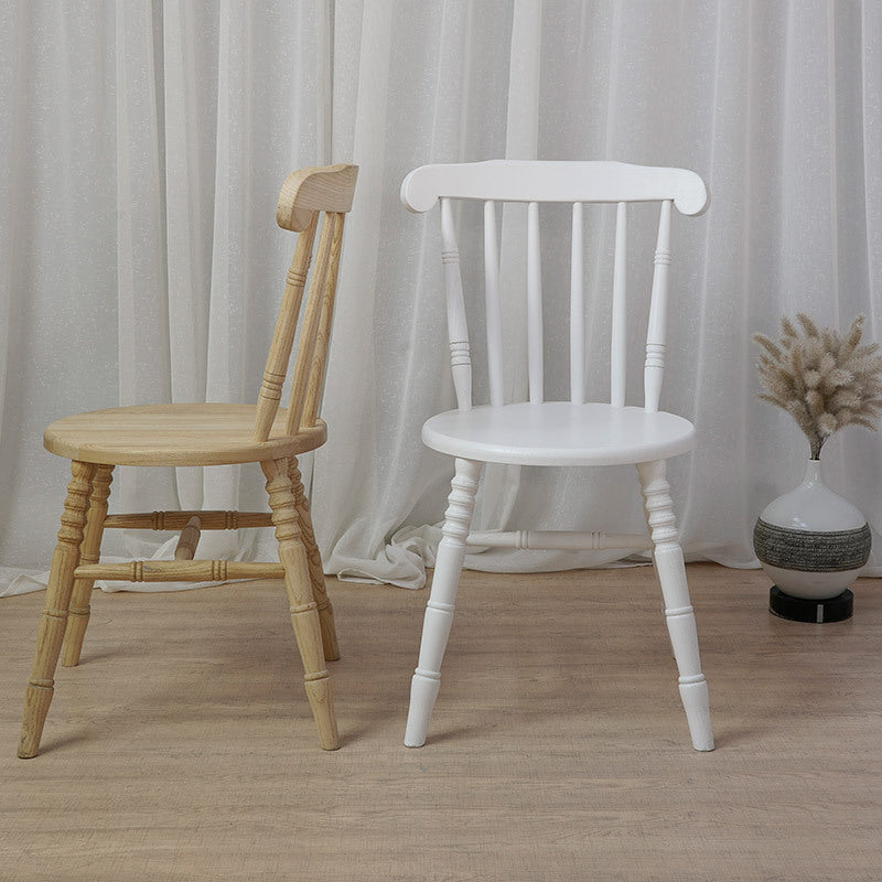 Modern Mid-Century Round Chinese Toon Wood Dining Chair Spindle Back Footrest For Dining Room