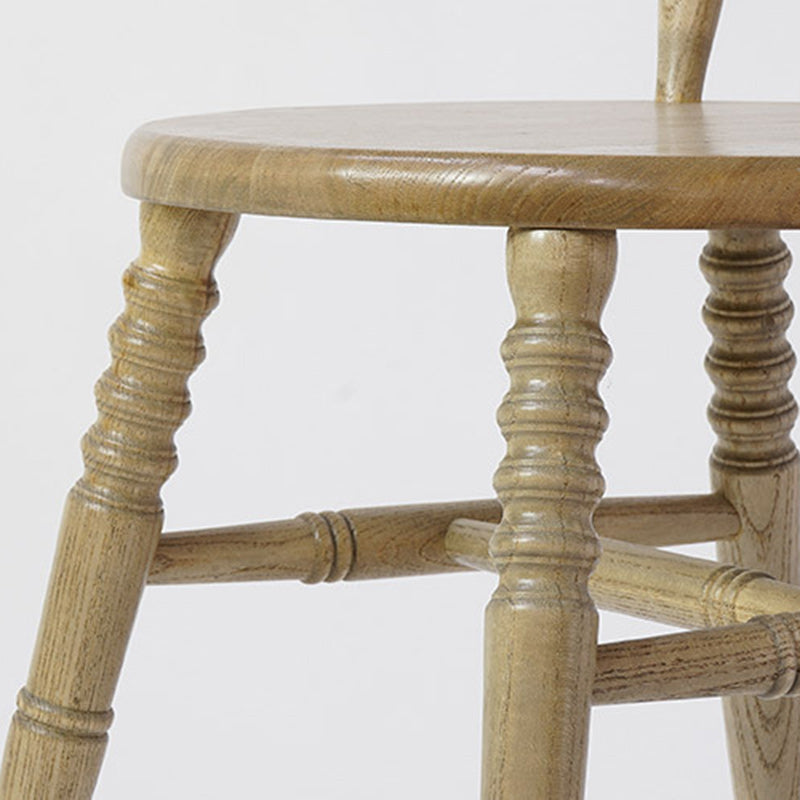 Modern Mid-Century Round Chinese Toon Wood Dining Chair Spindle Back Footrest For Dining Room